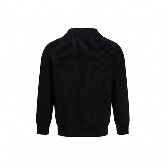 Damen Eleganter Strickpullover mit modernem Kragen und feinem Rippstrick R&B