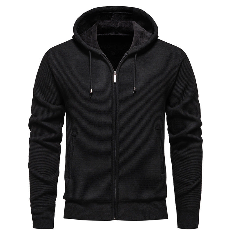 Herren moderne Kapuzenjacke mit strukturierter Oberfläche und weichem Innenfutter R&B
