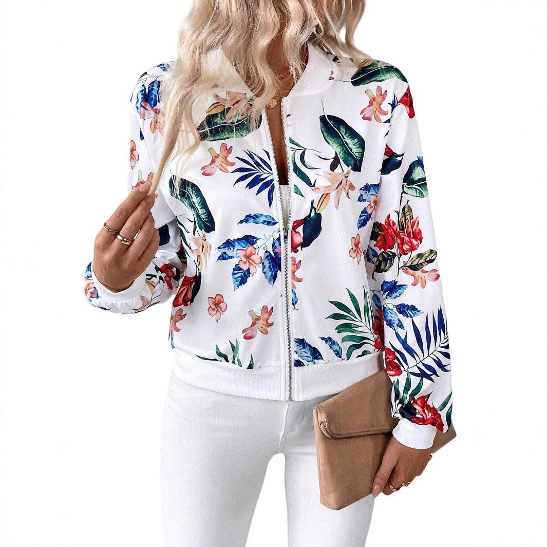 Damen Blumenmuster Bomberjacke R&B