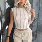 Damen luftiges gehäkeltes Oberteil mit festlichem Design R&B