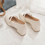 Damen elegante Mary Jane Pumps mit modischem Blockabsatz und feinem Schnallenakzent R&B