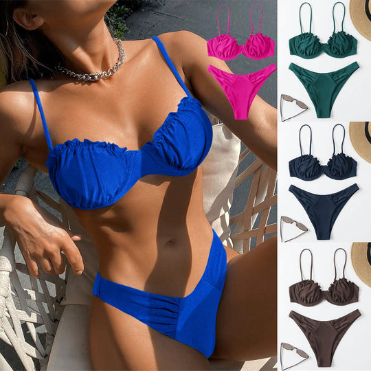 Damen Push-Up-Bikini mit Raffung und verstellbaren Trägern R&B