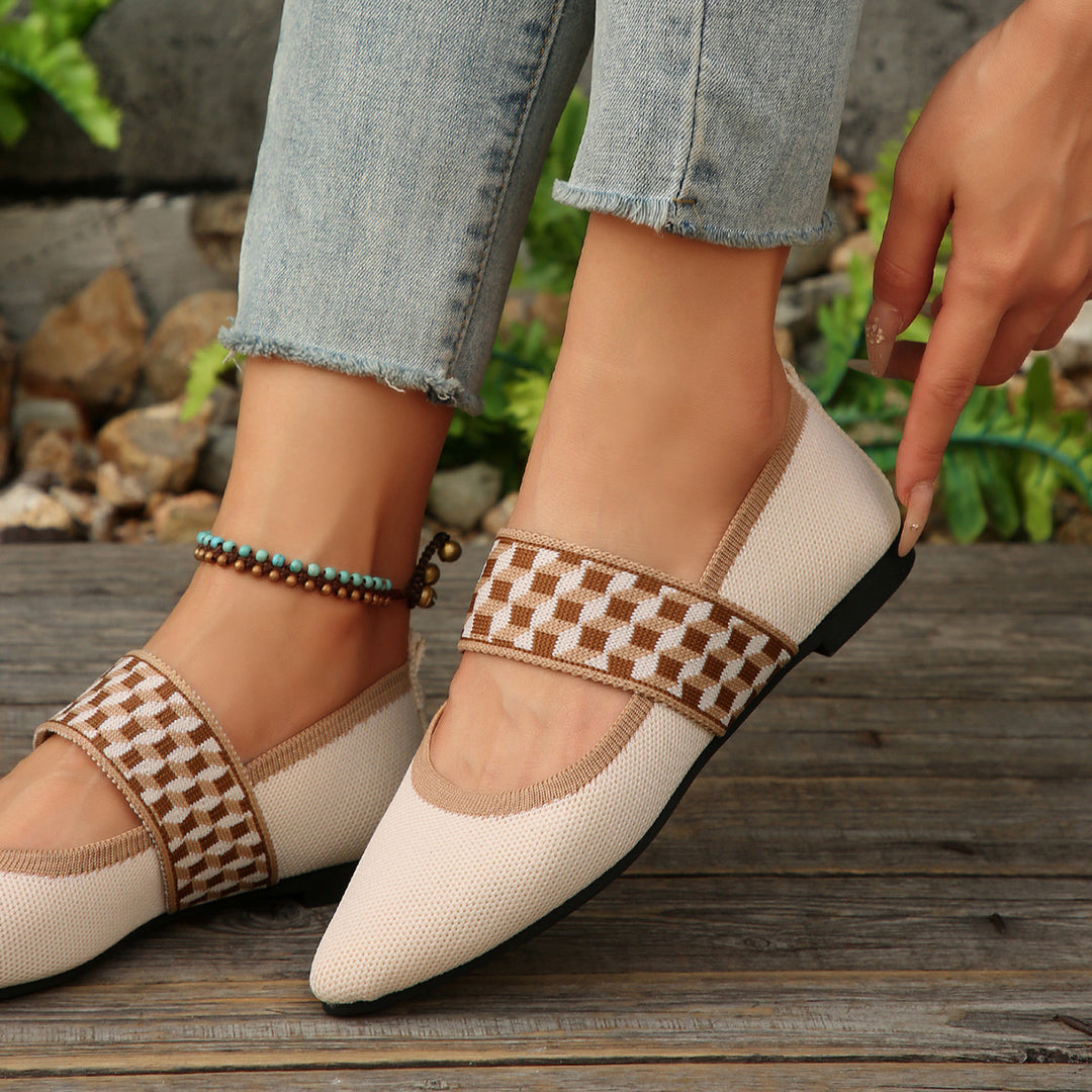 Damen Ballerinas mit modischem Riemen und bequemem Fußbett R&B