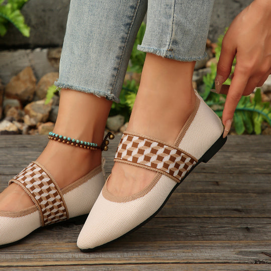 Damen Ballerinas mit modischem Riemen und bequemem Fußbett R&B