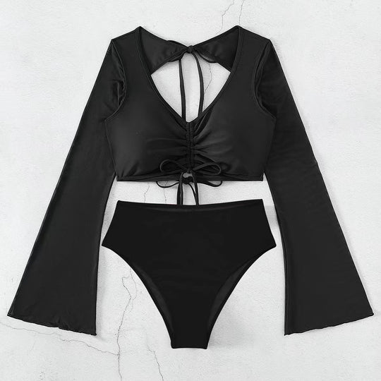 Damen Hochgeschnittener Bikini mit transparenter Blusenoberteil R&B