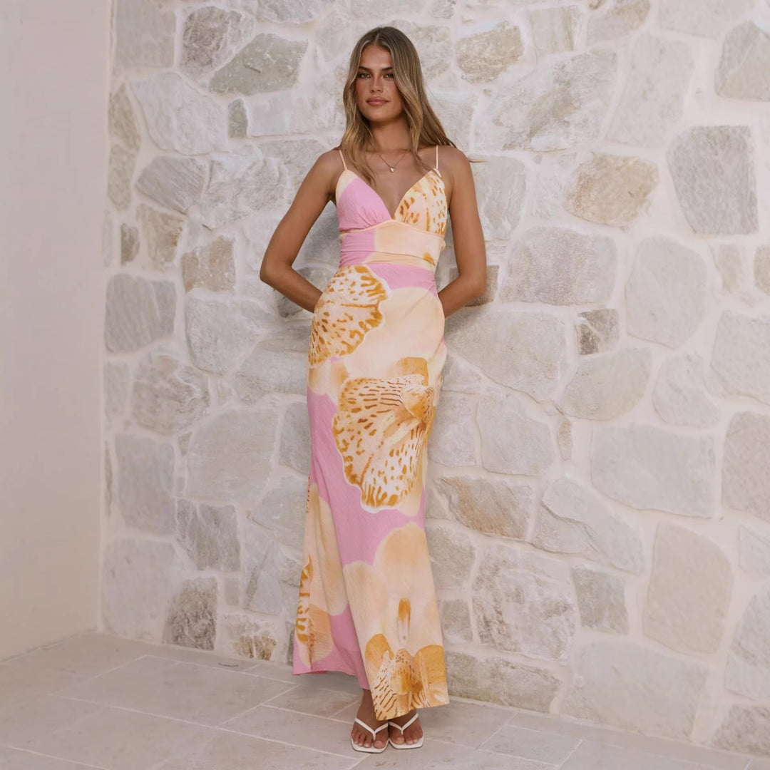 Damen Maxikleid mit floralem Design und raffinierten Rüschendetails R&B