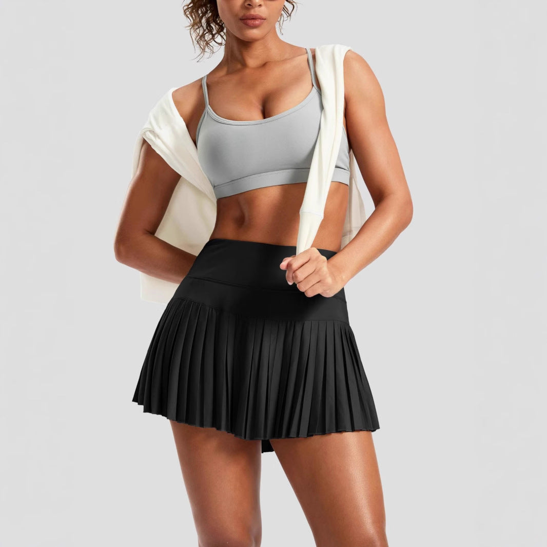 Damen Sportlicher Plisseerock mit integrierten Shorts R&B