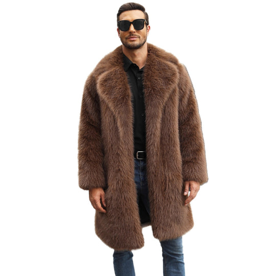 Herren Luxuriöse Kunstpelzjacke mit voluminösem Kragen R&B