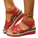 Damen modische Wedgesandalen mit komfortablem Klettverschluss und rutschfester Sohle R&B