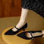 Damen Elegante Mary Jane Pumps mit dekorativem Riemen und niedrigem Absatz