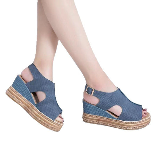 Damen Wedge-Pantoletten mit elastischem Riemendesign und rutschfester Sohle R&B