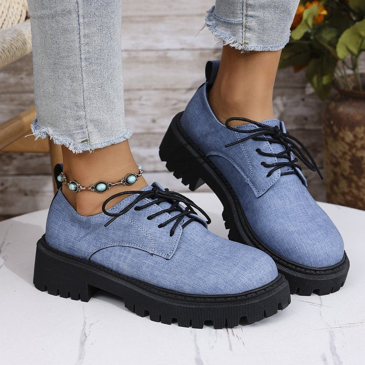 Damen Schnürschuhe mit robustem Profil und urbanem Denim-Look R&B