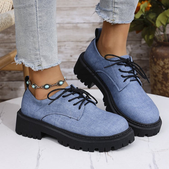Damen Schnürschuhe mit robustem Profil und urbanem Denim-Look R&B