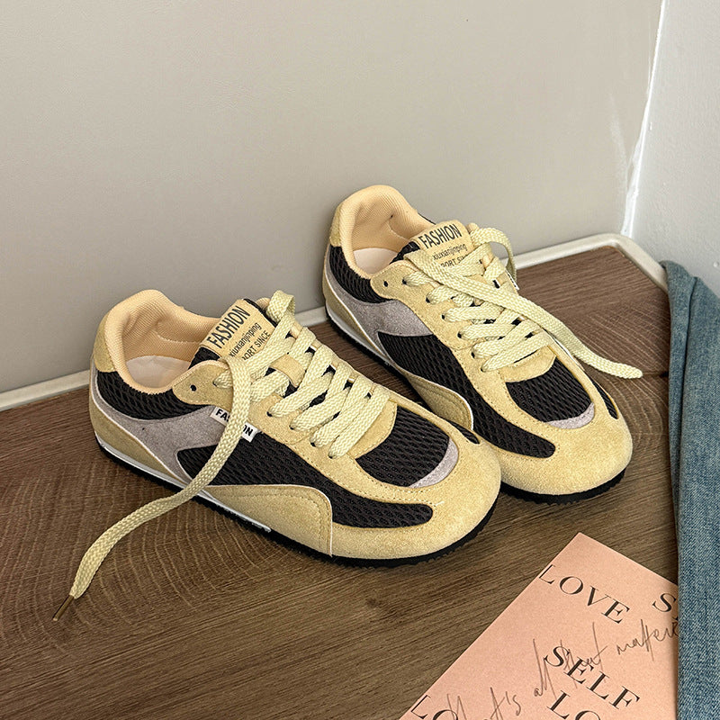 Damen Sportliche Sneaker mit atmungsaktivem Mesh und weichem Velours R&B