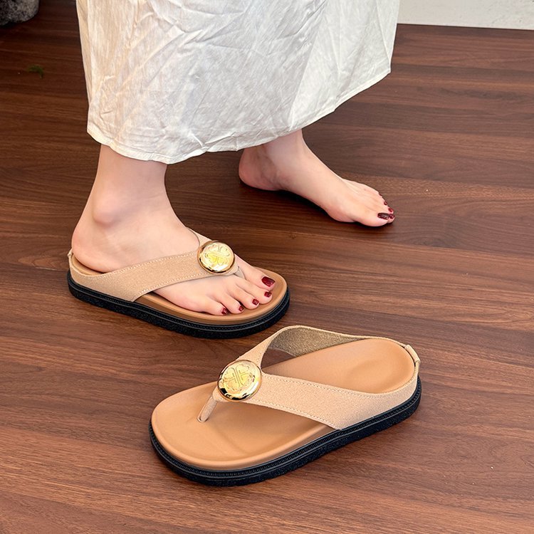 Damen Zehentrenner-Pantoletten mit elegantem Schmuckdetail und komfortabler Sohle R&B