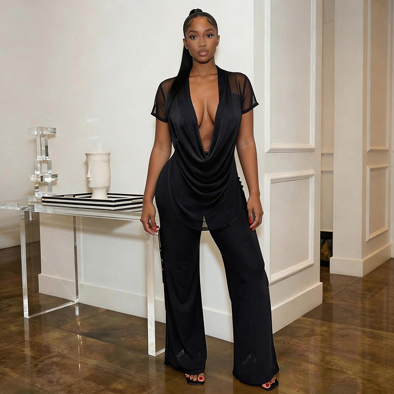 Damen Elegantes Oversized-Outfit aus fließendem Material R&B