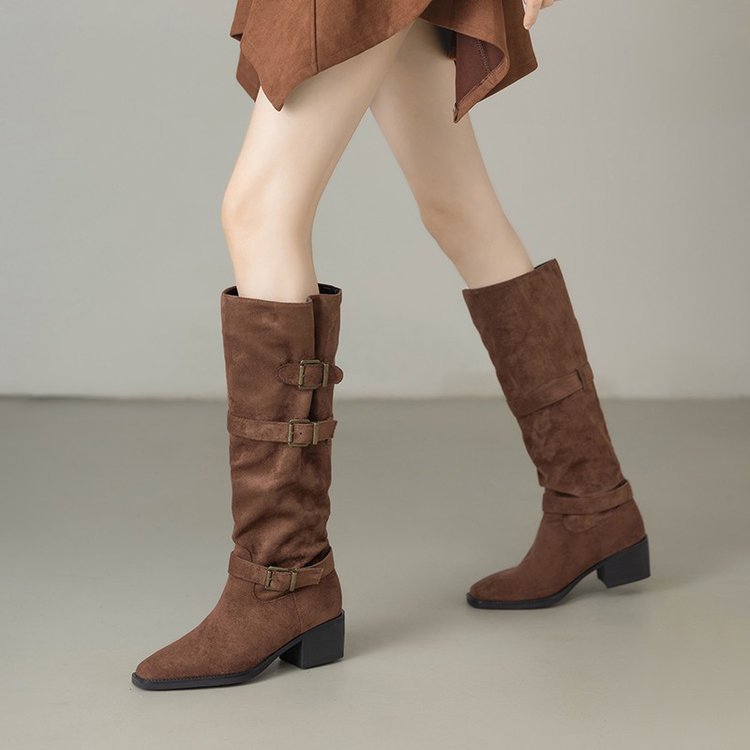 Damen Elegante Stiefel mit modischem Schnallen-Detail R&B