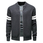 Herren Strickjacke mit modernem Zipper und dekorativem Streifenmuster
