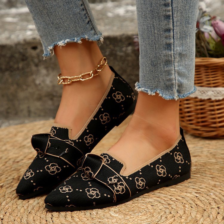 Damen elegante Slip-On Ballerinas mit modischem Knotendetail und atmungsaktivem Obermaterial R&B