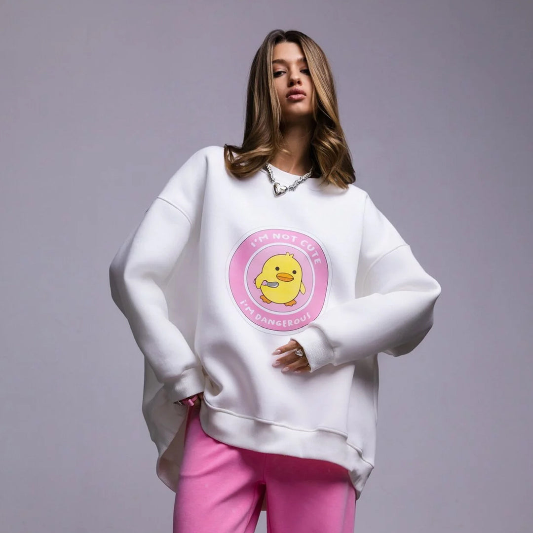 Damen lässiger Sweatshirt mit kontrastivem Druck R&B