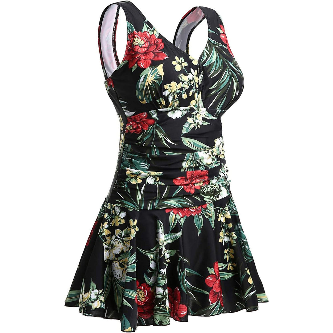 Damen Badeanzug mit Rüschendetails und frischem Kirschmuster R&B