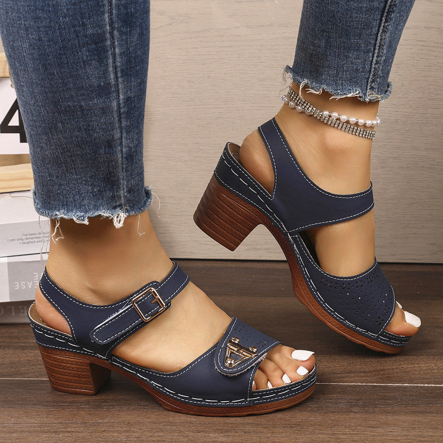 Damen Elegante und bequeme Sandalen mit Blockabsatz R&B