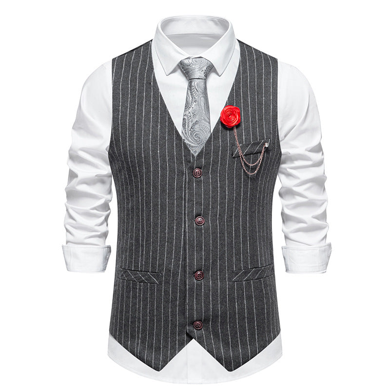 Herren elegante Weste mit schmalem Hahnentrittmuster und asymmetrischen Akzenten R&B