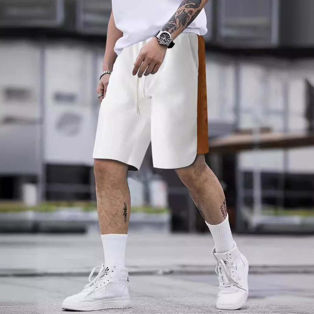 Herren stylische Freizeithose mit atmungsaktiver Struktur und seitlichen Kontraststreifen R&B