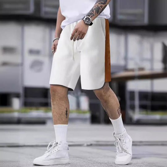 Herren stylische Freizeithose mit atmungsaktiver Struktur und seitlichen Kontraststreifen R&B