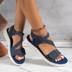 Damen bequeme Riemchensandalen mit verstellbaren Verschlüssen und dämpfender Sohle R&B