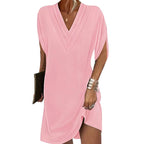 Damen V-Ausschnitt Minikleid mit lockerem Schnitt R&B