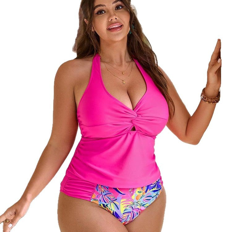 Damen Tankini mit floralem Design und in modischer Wickeloptik R&B