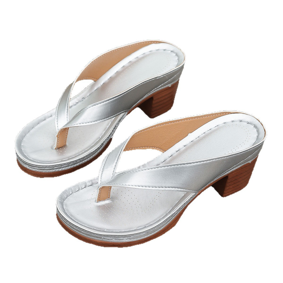Damen Elegant Schlüpfsandalen mit Absatz R&B