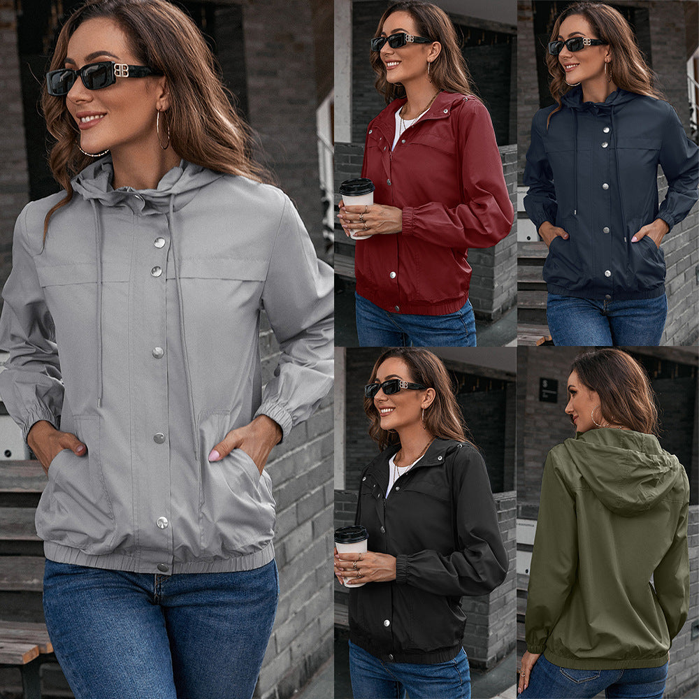 Damen Leichte Übergangsjacke mit modischem Kapuzen-Design und praktischen Taschen R&B