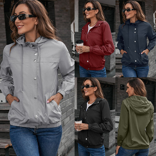 Damen Leichte Übergangsjacke mit modischem Kapuzen-Design und praktischen Taschen R&B