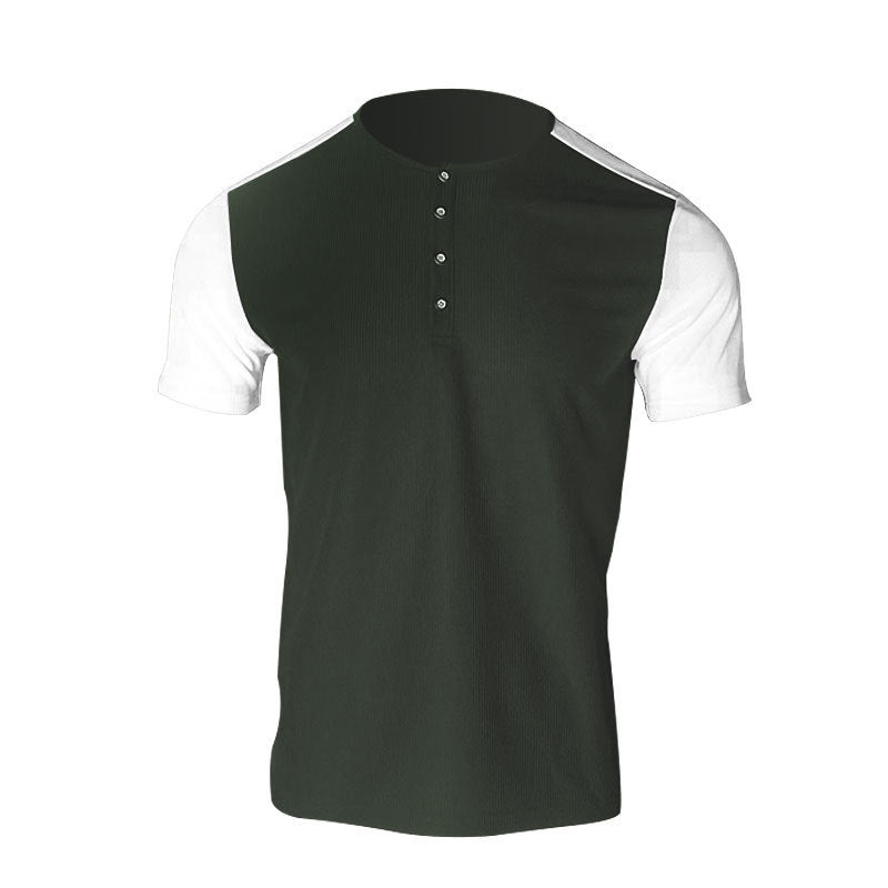 Herren nan kurzärmeliges Henleyshirt mit mittellanger Knopfleiste und Raglanärmeln R&B