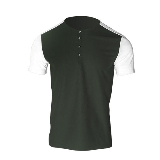 Herren nan kurzärmeliges Henleyshirt mit mittellanger Knopfleiste und Raglanärmeln R&B