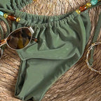 Damen Triangel-Bikini mit buntem Schmuckdetail R&B