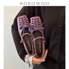 Damen elegante Schnür-Ballerinas mit Riemchen R&B