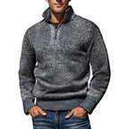 Herren nan grobgestrickter Strickpullover mit halbem Reißverschluss und hohem Stehkragen R&B