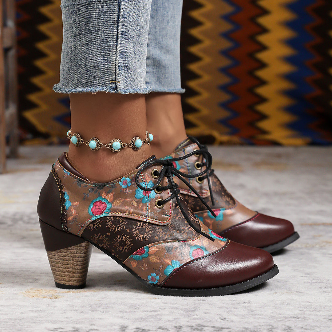 Damen Stiefeletten mit floralem Design und komfortablem Blockabsatz R&B