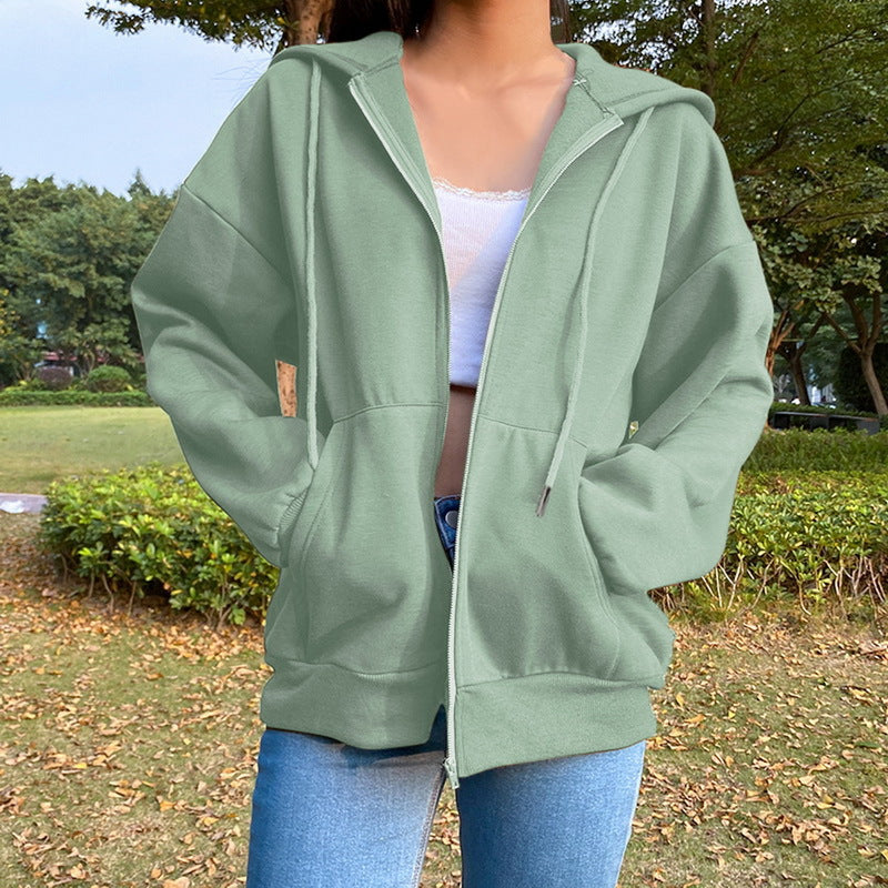 Damen Freizeit Übergroße Zip-Up Hoodie R&B