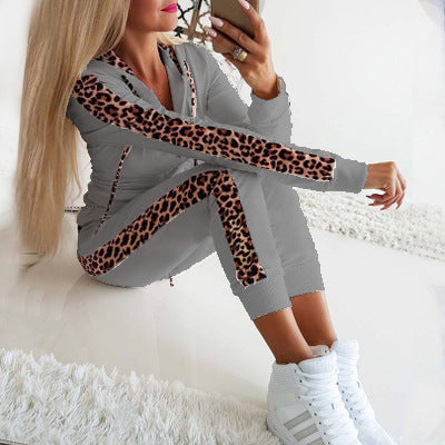 Damen Sportanzug mit modischem Leopardenmuster R&B
