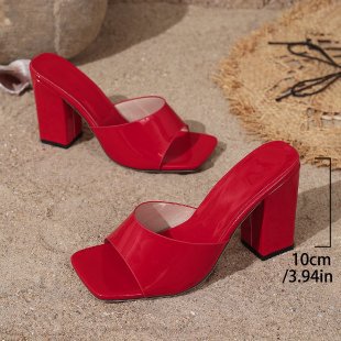 Damen Plateau-Mules mit transparentem Riemendesign und robustem Blockabsatz R&B