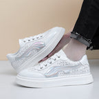 Damen Modische Sneaker mit Glanzoberfläche und grafischem Design R&B