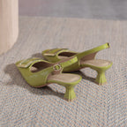 Damen Slingback-Pumps mit modischem Blockabsatz und eleganter Schnallenverzierung