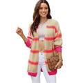 R&B | Festlicher Winter Gestreifter Wollcardigan Für Damen | Ideal Für Den Winter