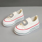 Damen Sneakers mit funkelndem Schnallen-Design und hoher Plattform R&B