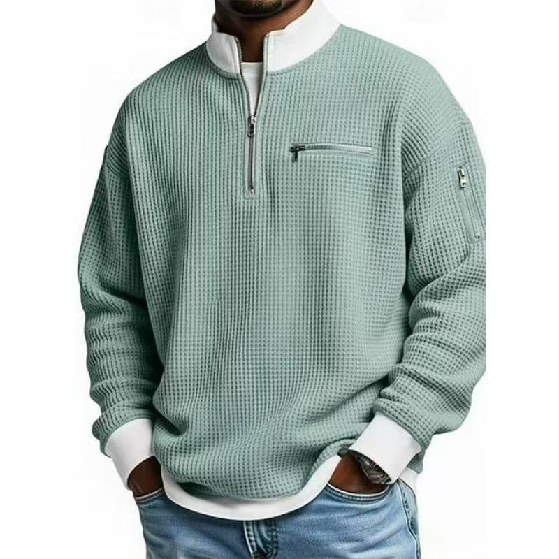 Herren Sweatshirt mit hohem Kragen und praktischem Reißverschluss R&B