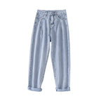 Damen Hochtaillierte Jeans im klassischen Mom-Style mit umgeschlagenen Säumen